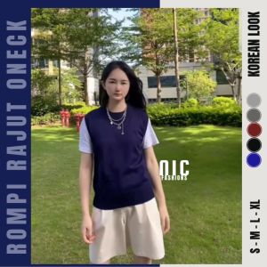 Rompi Rajut Wanita Leher O Oneck Vest Korea Rajut Oversize Ollin - NIC Fashion