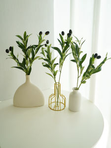 Nordic Style Artificial Green Plant Looking Fake Flowers in Glass Vase Set Living Room Coffee Table Decor Dried Flowers