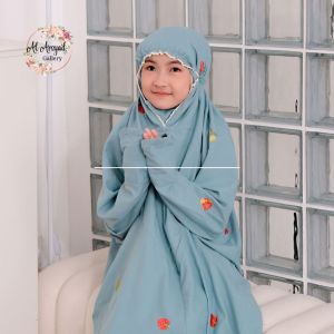 Mukena Terusan STRAWBERRY Buah Bordir Anak SD Remaja