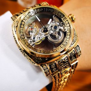 Đồng Hồ Đeo Tay Nam Forsining Retro Skeleton Automatic Golden Bridge Kim Dạ Quang Dây Thép Không Gỉ Cao Cấp Cơ Khí