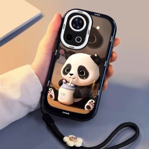 Full Coverage Huawei Nova13Pro Phone Case Womens Fun Panda Silicone Protective Cover Anti-Fall Cute Cartoon Design Eco-Friendly