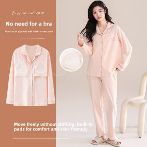 Miiow | Pure Cotton Sleepwear Set For Women Casual Long Sleeve Pants Comfortable Home Clothes Large Size Outerwear Suitable For Summer