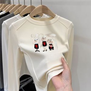 Cartoon Rabbit Print Dralon Bottoming Shirts & Western Style Slim Fit Shirts: A Guide to Easiest Matching Fashion