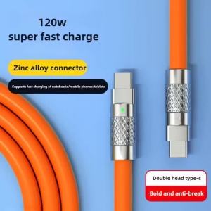 6A Cable 120W Super Fast Charge PD Type C Liquid Silicone Cable 1M 1.5M 2M Cable C To C Quick Charger Cable for Xiaomi iPhone