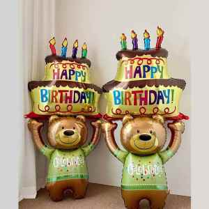 Balloon Cake Bear Birthday Decorations Cartoon Baby First Year Party Scene Arrangement Festive Supplies Small Packaging