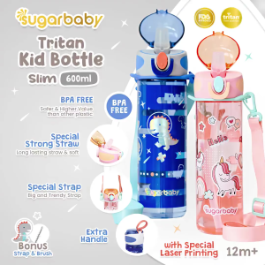 Sugarbaby Tritan Kid Bottle Slim 600 ml Botol Minum Sedotan Anak BPA Free