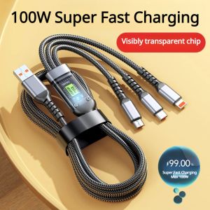 3 IN 1 Fast Charging Cable Type-C Cable Data Cable With LED Indicator Fast Charging IOS Android Charger Wire