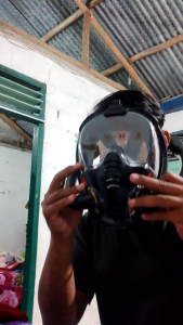 VELRAPCOR Kacamata Full Face Diving Snorkeling L/XL - K3 - Black With Gopro Mounth