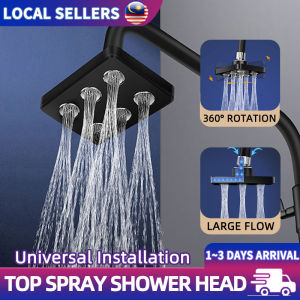 360 Degree Rainfall Shower Head High Pressure Showerhead Rainshower Head Magic Water Flow Rainfall Shower Head Water Heater Bath Faucet Wall Mounted Shower Arm增压花洒