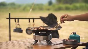 Camping BBQ Grill Pan Non Stick Outdoor BBQ Korean Grill Pan Camping Barbecue Griddle Pan Griddle Pan BBQ tray