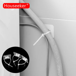 Houseeker tự khóa Dây buộc cáp dây rút nhựa dụng cụ cuốn dây ràng buộc quấn dây đai mạnh mẽ khóa cố định tường ống nước Tie cúc bấm Nhà Bếp Cắm chủ