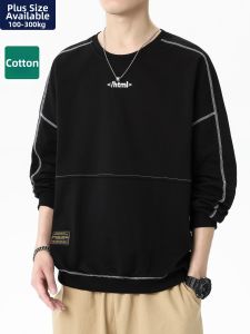 JIUSENBAO | Black Mens Hoodie Spring Casual Round Neck Loose Plus Size