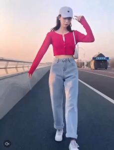 Sweet กางเกงยีนส์ สไตล์เกาหลี ทรงขากระบอกขาไม่บาน สียีนส์อ่อน/ยีนส์เข้ม เนื้อผ้าดีระบายอากาศใส่สบาย