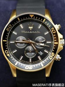 Maserati Sfida Black Silicon Band Quartz Chronograph Watches R8871640001