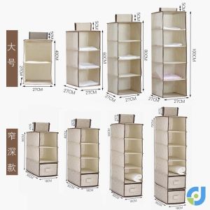 Bedroom Closet Hanging Storage Bag Fabric Partition Organizer Non-Woven Japanese Style Fresh Air for Clothing Organization