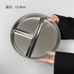 211 Fat Reduction Stainless Steel Plate Three Grids Adult And Child Weight Loss Quantitative Proportion Meal Plate