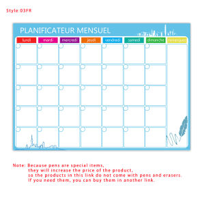 A3 Size Magnetic Weekly &monthly Planner Dry Erase Calendar Fridge Sticker Spanish French English. No Pen