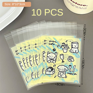10/50/100 Pcs Cute Graffiti Dog Self Adhesive Bag Card Set Gift Packaging Bag Candy Packaging Bag Cartoon OPP Self Sealing Bag