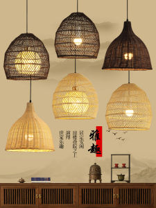Creative Bamboo Chandelier Lighting Decorative LED Lamp with Hand-Woven Design Non-Intelligent Control and Warm Light Ideal for Restaurant Tea House