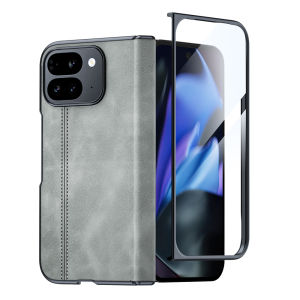 for Google Pixel 9 Pro Fold Phone CaseSheepskin Texture Magnetic Casewith Protective Film Suitable for Men and Women-Black