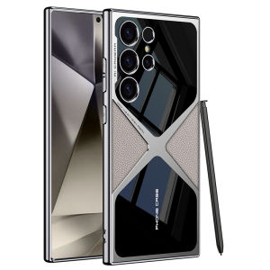 Samsung S24Ultra Phone Case Luxury Leather Full Lens Coverage Ultra-Thin Fashionable Anti-Fall Shell Electroplated Supersonic Style