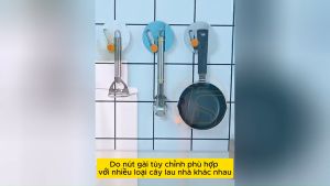 Móc treo cây lau nhà dán tường siêu dính đa năng - Giá treo cây chổi gắn tường