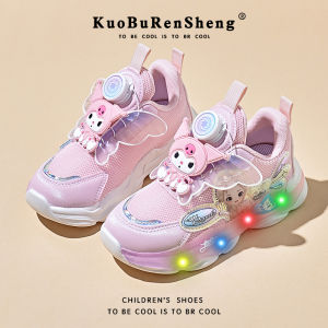 KUOBURENSHENG | Non-slip Breathable Rotatable Princess Waterproof Glowing Girls Athletic Shoes