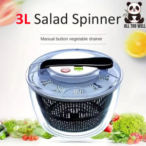3L Salad Spinner Large Salad Bowl With Lid One-handed Easy Press Salad Spinner Washer Dryer Drainer Mixer