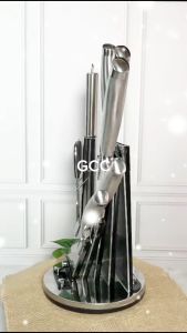 Pisau Dapur Set Tajam Bahan Baja Stainless Tebal Tahan Karat Proffesional 8 Pcs Termasuk Tempat Pisau