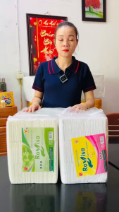 Giấy Ăn Gấp ROVISA 500g Đóng Bịch Khổ 10x10cm hoặc 9x11cm Dùng Cho Nhà Hàng Quán Ăn Quán Cafe
