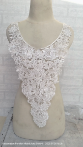 (Per Pcs) AP656 Kerah Bordir Motif Cantik Dengan Payet / Patch Kerah Cantik Warna Putih Untuk Dewasa