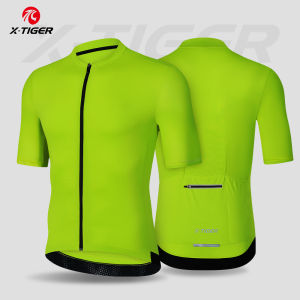 X-TIGER Mens Short-Sleeve Cycling Jersey Bright Elastic Cool Refreshing Summer Bike Clothing Bicycle Jersey Breathable Shirt