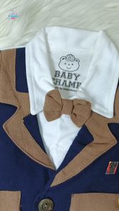 PETITEGIO Baju Bayi Laki-Laki 3-9 Bulan Setelan Rompi Formal One Set Topi Sepatu