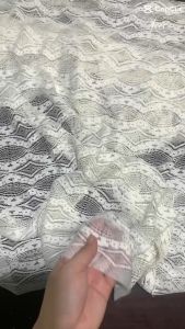 1 Mét Vải Ren Chỉ Co Giãn Nhẹ 2 Chiều Màu Trắng Hoạ Tiết Thoi Khổ 1m4 Hàng Công Ty