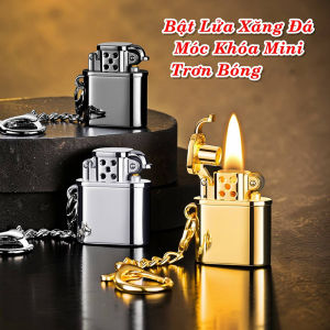 Bật Lửa Xăng Đá Bóng Trơn Có Móc Khóa Mini Fullbox - Xài Xăng