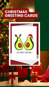Avocado Christmas Greeting Card | Avo Merry Christmas | A6 Card + Free Envelope