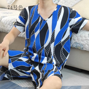 Áo Ngủ Nam Mùa Hè Tay Ngắn Quần Short Rộng Rãi Mỏng Nhẹ Thường Ngày Bằng Vải Cotton Lụa Thoáng Khí Thoải Mái Mặc Nhà