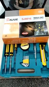 Bộ Dụng Cụ Sửa Chữa 16 Món Gồm Cờ Lê Kìm Búa Kéo Mỏ Lết Tua Vít Lục Giác Thước Đo Bút Thử Điện Đa Năng V8888