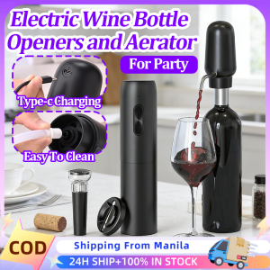 4 In 1 Electric Wine Bottle Aerator For Party Automatic Wine Bottle Opener With USB-C Port Portable Wine Pourer Rechargeable Wine Aerator Pourer Vacuum Wine Stopper and Foil Cutter For Kitchen Bar