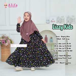 2 IN 1 BAJU GAMIS PLUS KHIMAR JILBAB BAJU ANAK PEREMPUAN USIA 2 3 4 5 6 7 8 9 10 WARNA BLACK AVO COKSU DUSTY PINK
