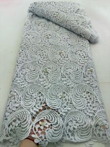 OLEVO | OLEVO African Nigerian Tulle Lace Fabric High Quality Cotton Wedding Party Dress Sequins for Sewing Embroidery 5Yards AT3079