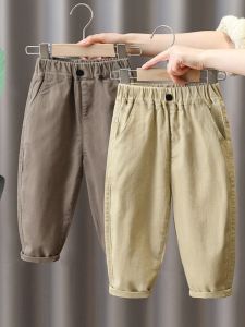 Pure Cotton Childrens Straight Leg Casual Pants Boys Fashionable Carrot Pants High Waist Long Pants Summer Season