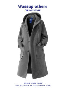 Áo Khoác Tweed Có Mũ Trùm Đầu Dài Mid-American cho Nam Mùa Thu và Đông