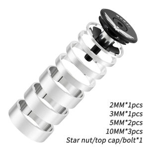MUQZI | MUQZI Bicycle Fork Headset Cap 28.6mm Aluminum Spacers 2/3/5/10mm Headset Washer Bike Parts