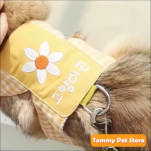 Flower Plaid Pet Harness Leash Korean Style Cat Dog Harness  Pet Vest Harness S/M/L