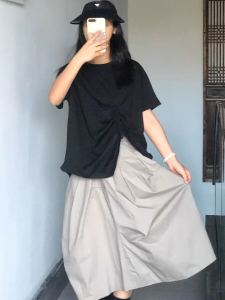 กระโปรงทรงร่มเอวสูงทรงเอเอวยางยืด กระโปรงทรงเอผ่าไม่สมมาตร เอวยางยืด ทรงหลวม ทรงเข้ารูป ทรงเข้ารูป สไตล์ใหม่ ฤดูใบไม้ผลิ 2025