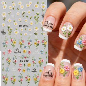 2 Miếng Dán Trang Trí Móng Tay Hoa Xuân Nổi 5D Dễ Dán Tự Làm Trang Trí Móng Tay Quà Tặng Trang Điểm Tiệc Y2K Chất Liệu PET