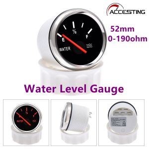 52mm E-1/2-F 0-190 ohm Universal Water Level Gauge Waterproof Tank Level Indicator Gauge with Red Backlight For Boat Car Truck RV Camper