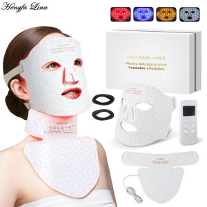 4 Colors Silica Gel LED Face Neck Mask Professional NIR Photon Therapy Skin Tighten Brighten Rejuvenation Anti Aging SPA Mask
