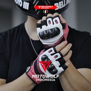 Sarung Tangan Motor Kulit Half Karbon Protector Motowolf 0327B